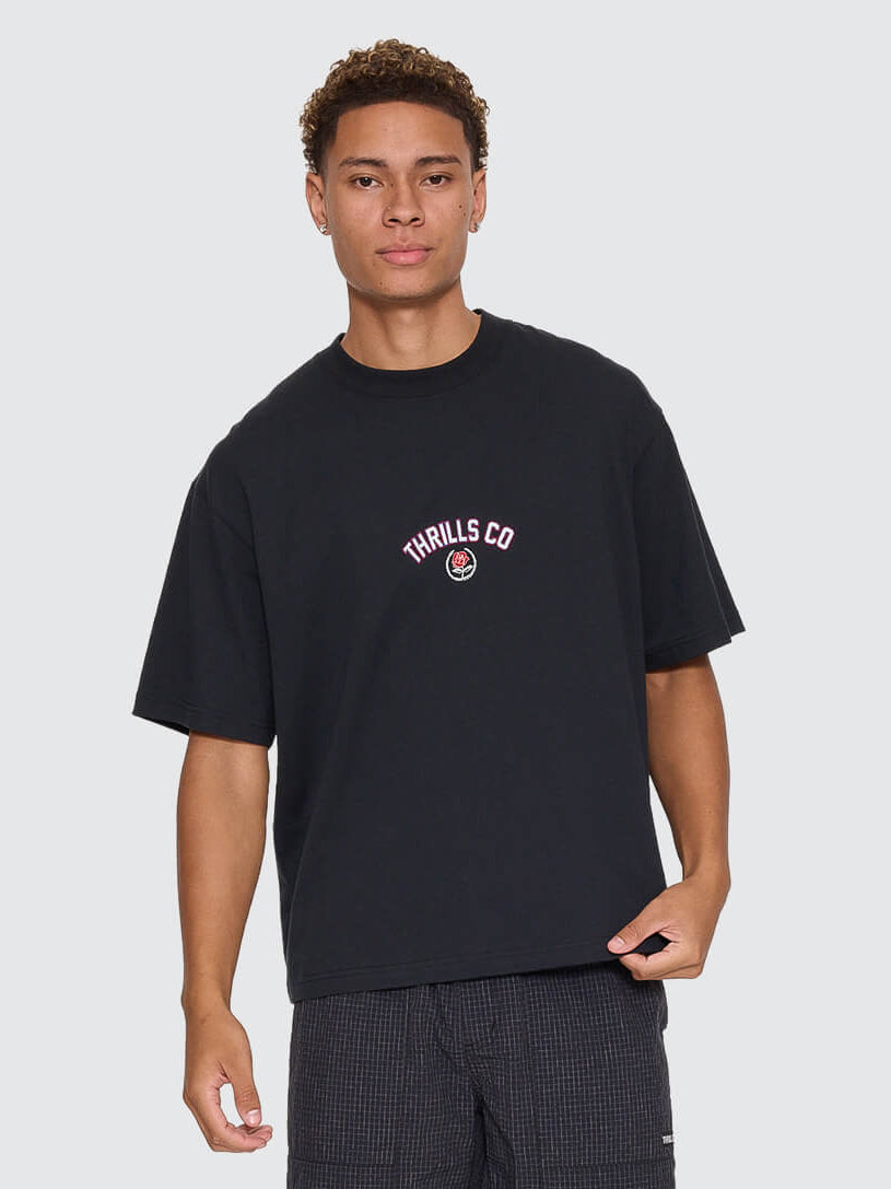 Tournament Of Roses Oversize Box Crop Tee - Washed Black XS