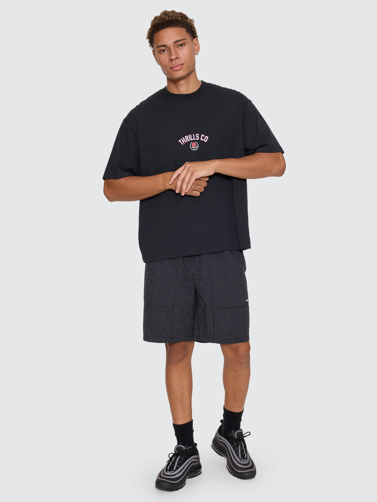 Tournament Of Roses Oversize Box Crop Tee - Washed Black XS