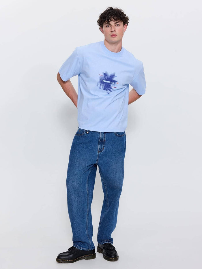 Found Paradise Oversize Box Crop Tee - Placid Blue XS