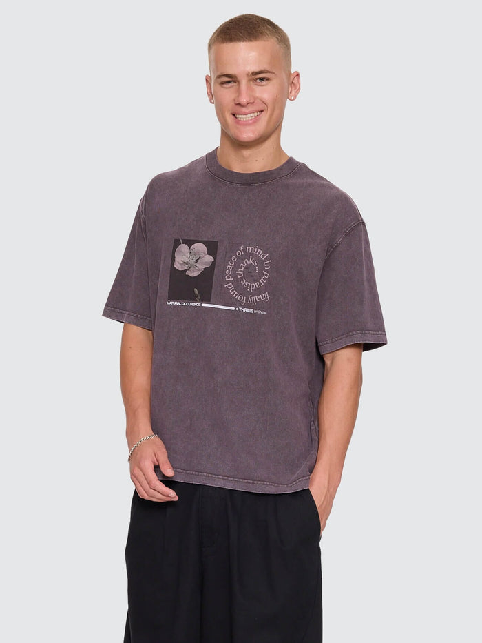 Natural Occurence Oversize Box Crop Tee - Purple Black Marble XS