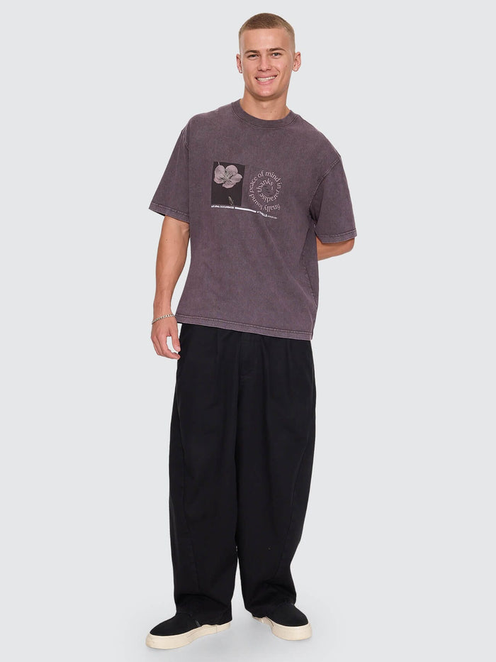 Natural Occurence Oversize Box Crop Tee - Purple Black Marble XS