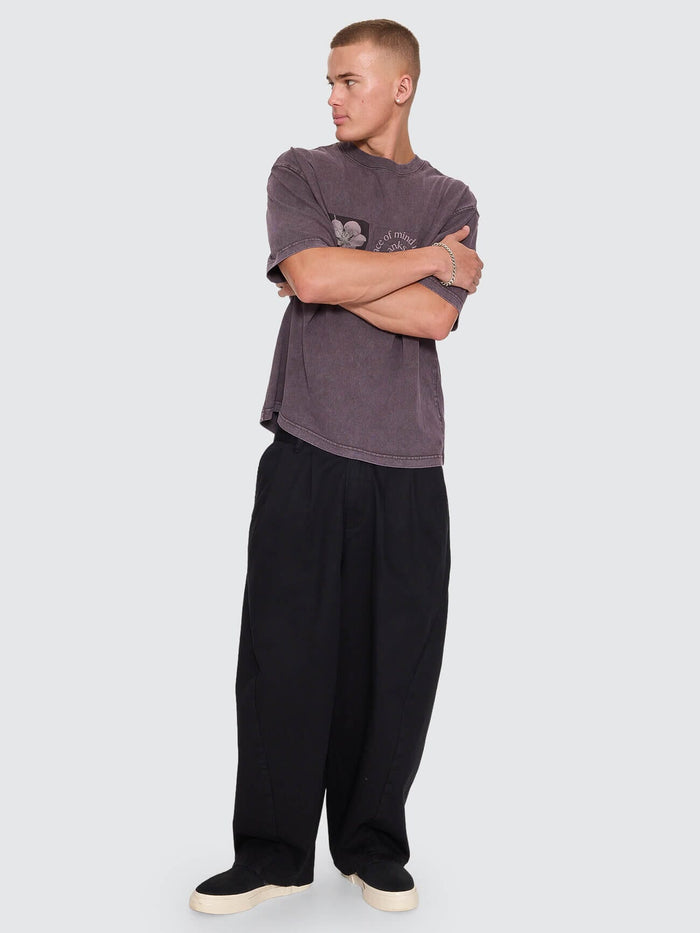 Natural Occurence Oversize Box Crop Tee - Purple Black Marble XS