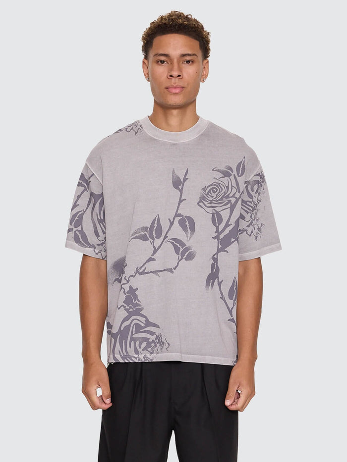 Time Will Tell Allover Box Crop Tee - Rose Allover XS