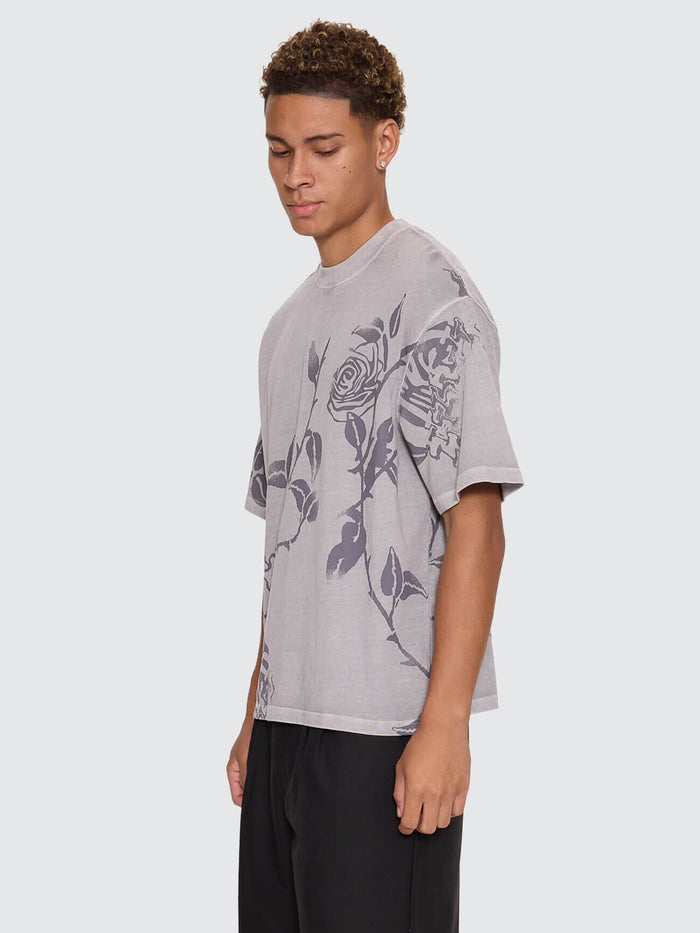 Time Will Tell Allover Box Crop Tee - Rose Allover XS