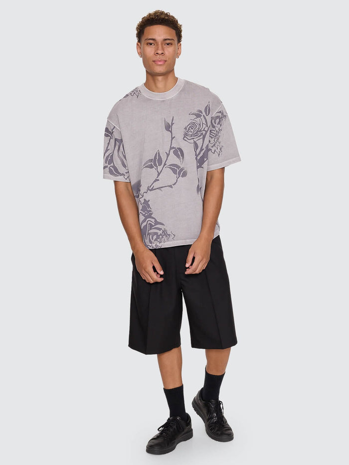 Time Will Tell Allover Box Crop Tee - Rose Allover XS