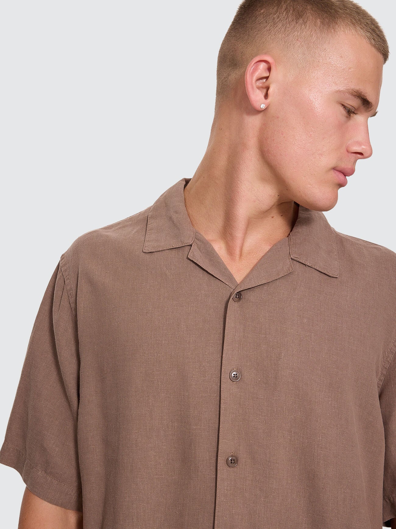 Hemp Minimal Thrills Cropped Bowling Shirt - Falcon XS
