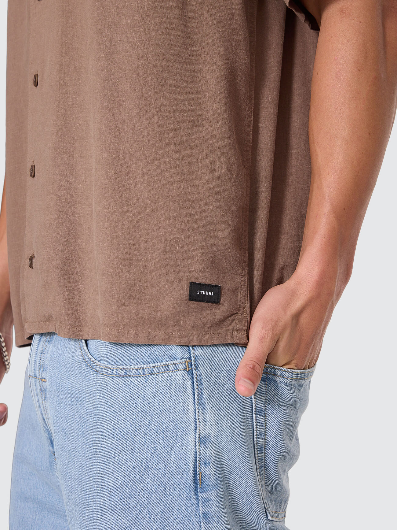 Hemp Minimal Thrills Cropped Bowling Shirt - Falcon XS