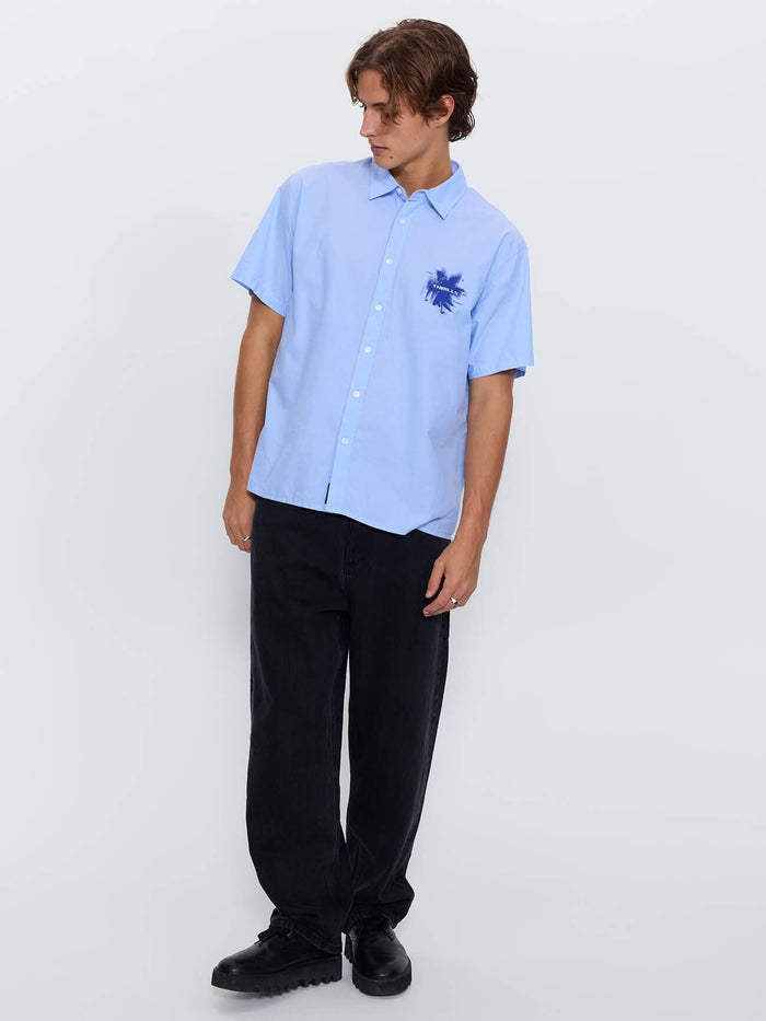 Found Paradise Cropped Short Sleeve Shirt - Placid Blue XS