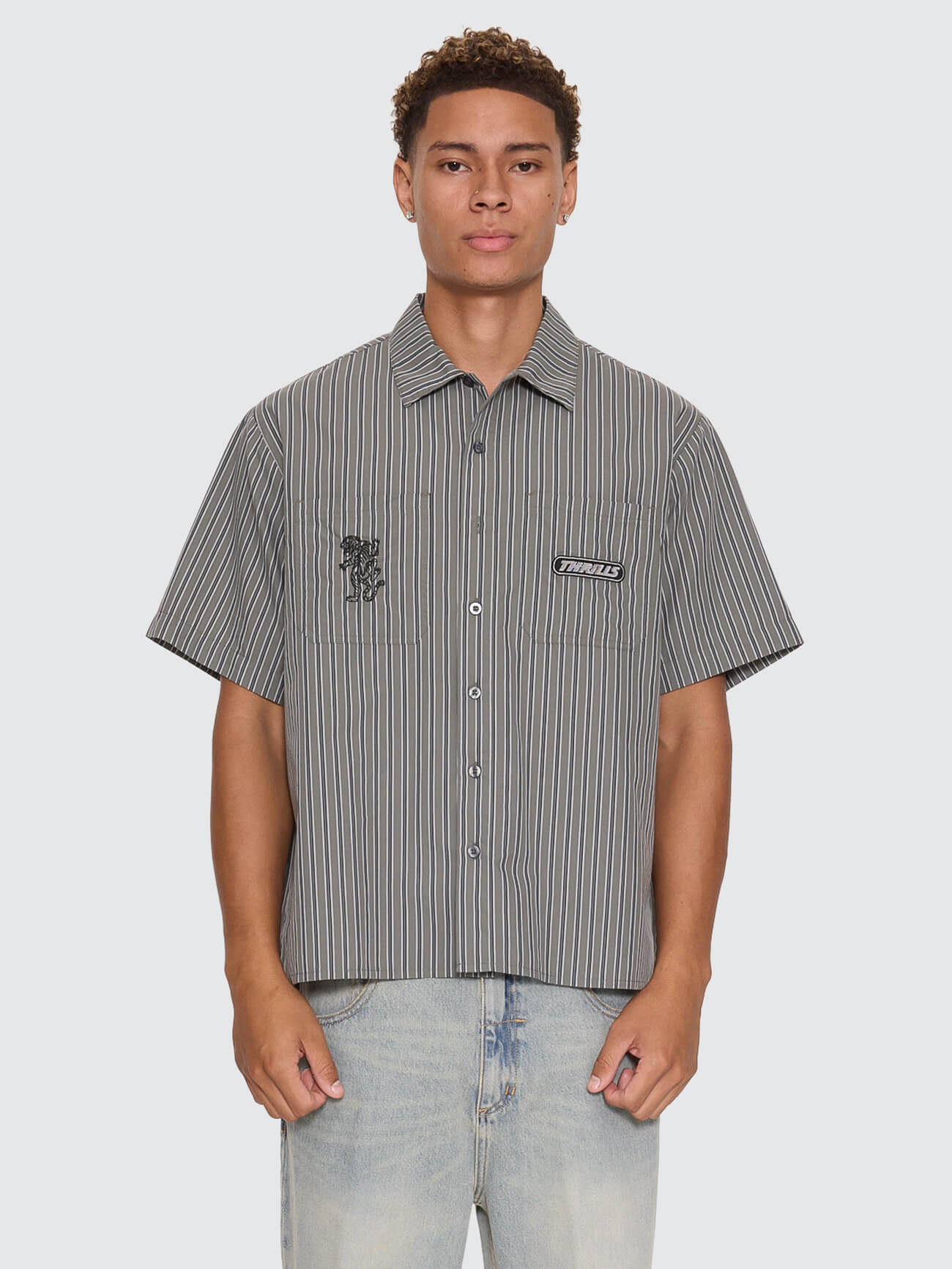 Built To Last Cropped Short Sleeve Work Shirt - Beetle XS