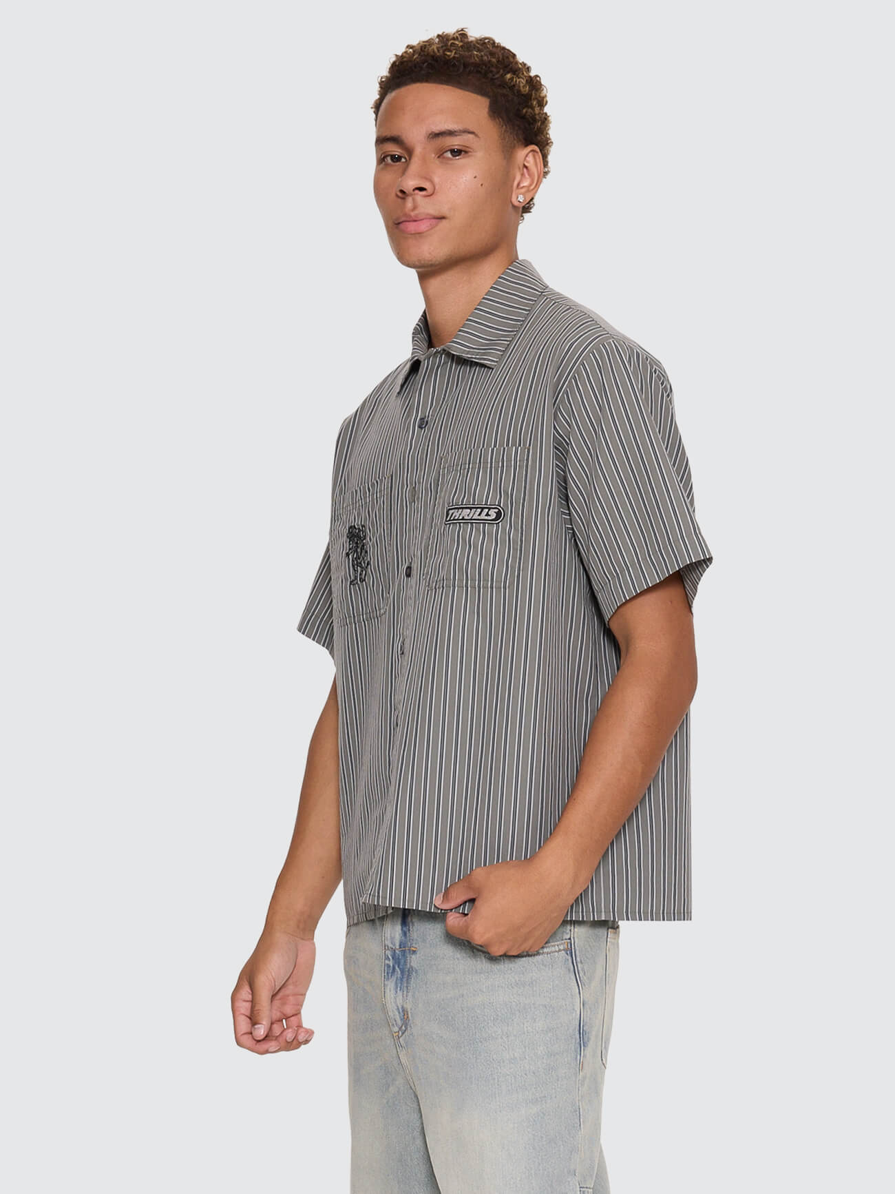 Built To Last Cropped Short Sleeve Work Shirt - Beetle XS