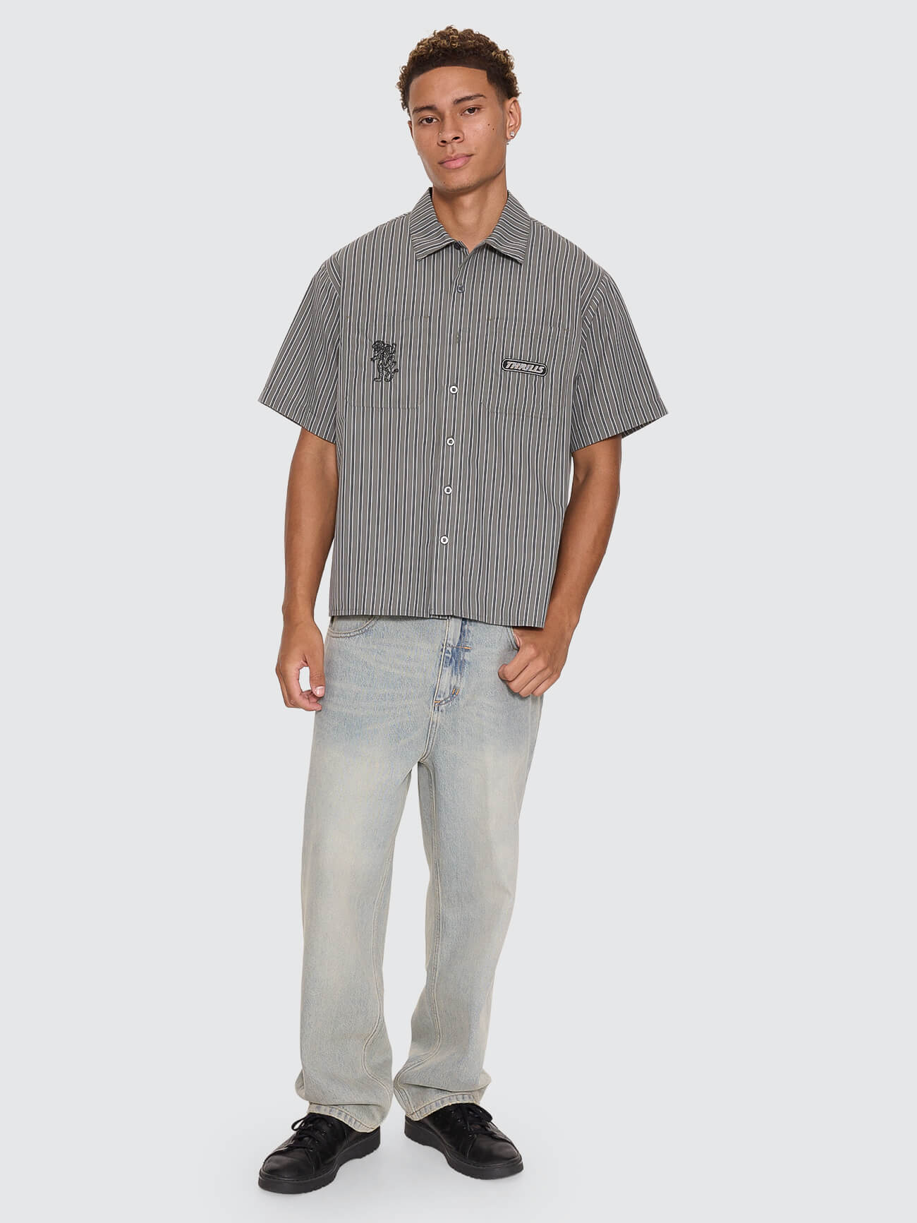 Built To Last Cropped Short Sleeve Work Shirt - Beetle XS