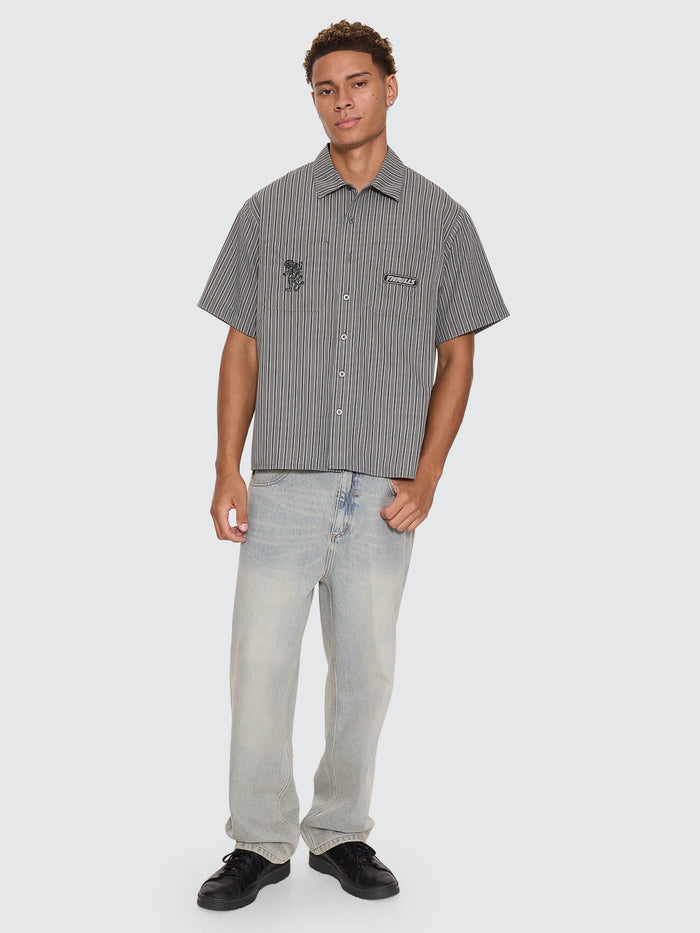 Built To Last Cropped Short Sleeve Work Shirt - Beetle XS