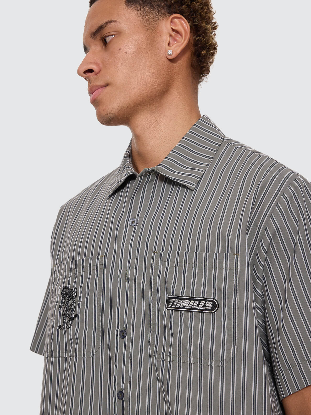 Built To Last Cropped Short Sleeve Work Shirt - Beetle XS
