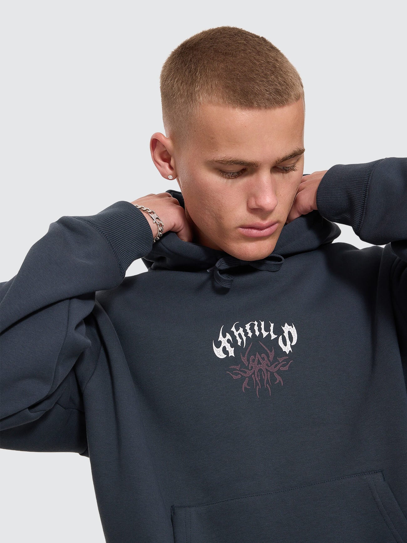 Stagger Slouch Pull On Cropped Hood - Petrol XS
