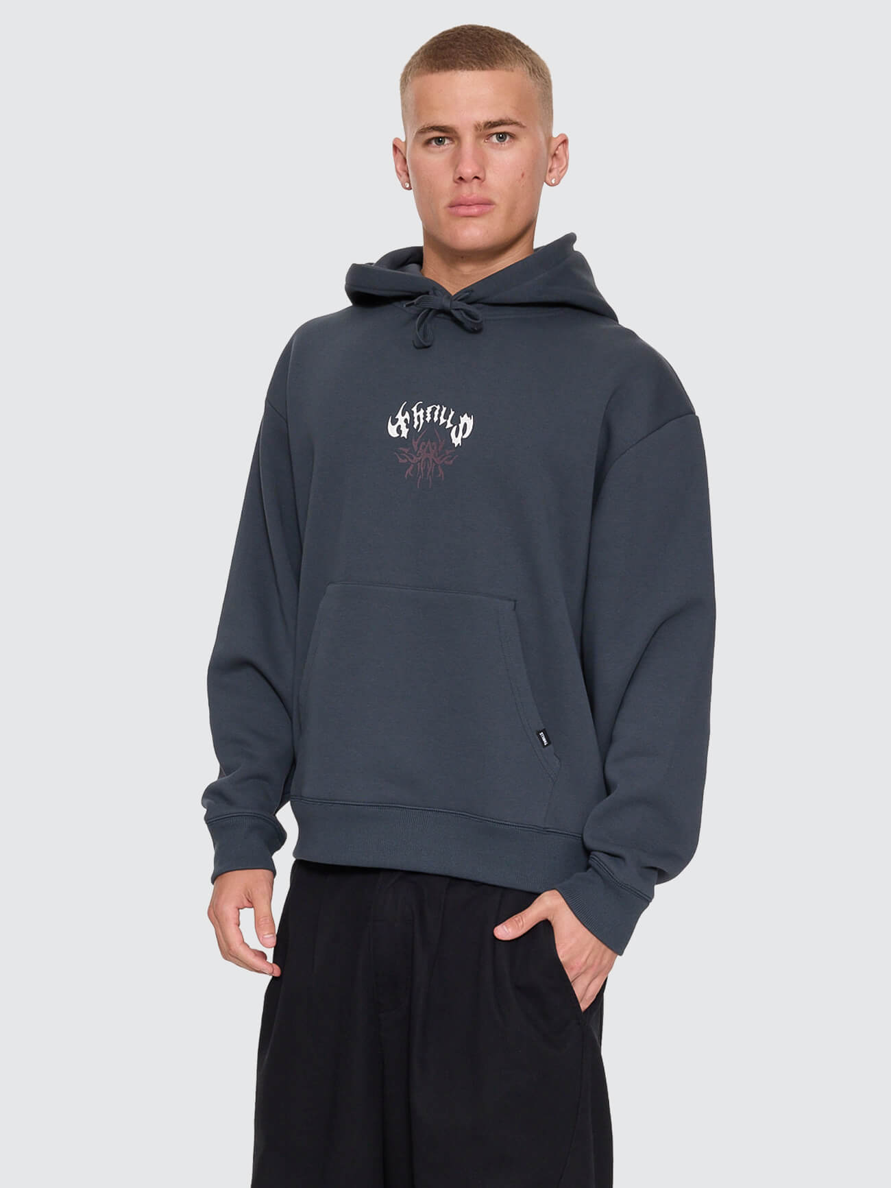 Stagger Slouch Pull On Cropped Hood - Petrol XS