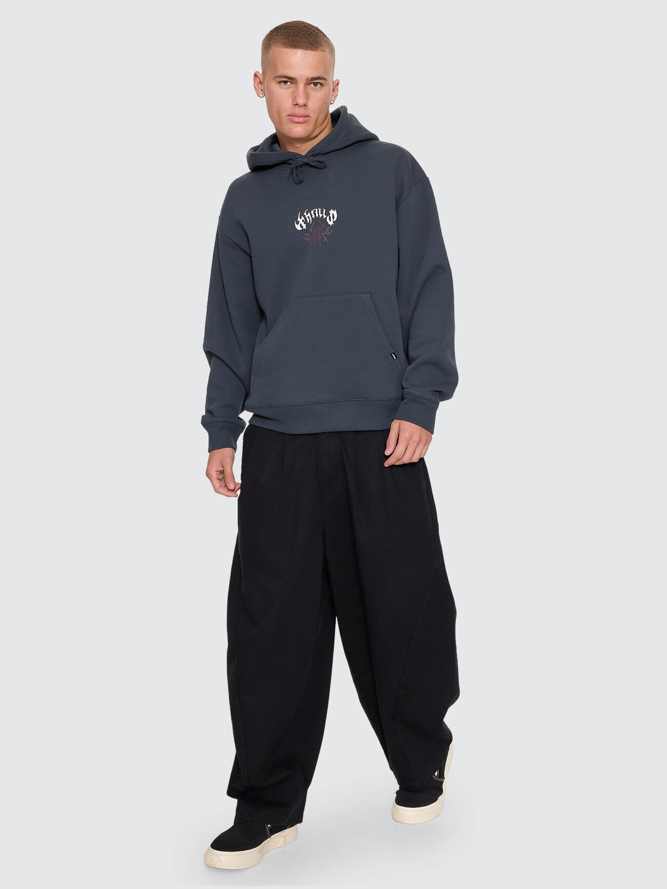 Stagger Slouch Pull On Cropped Hood - Petrol XS