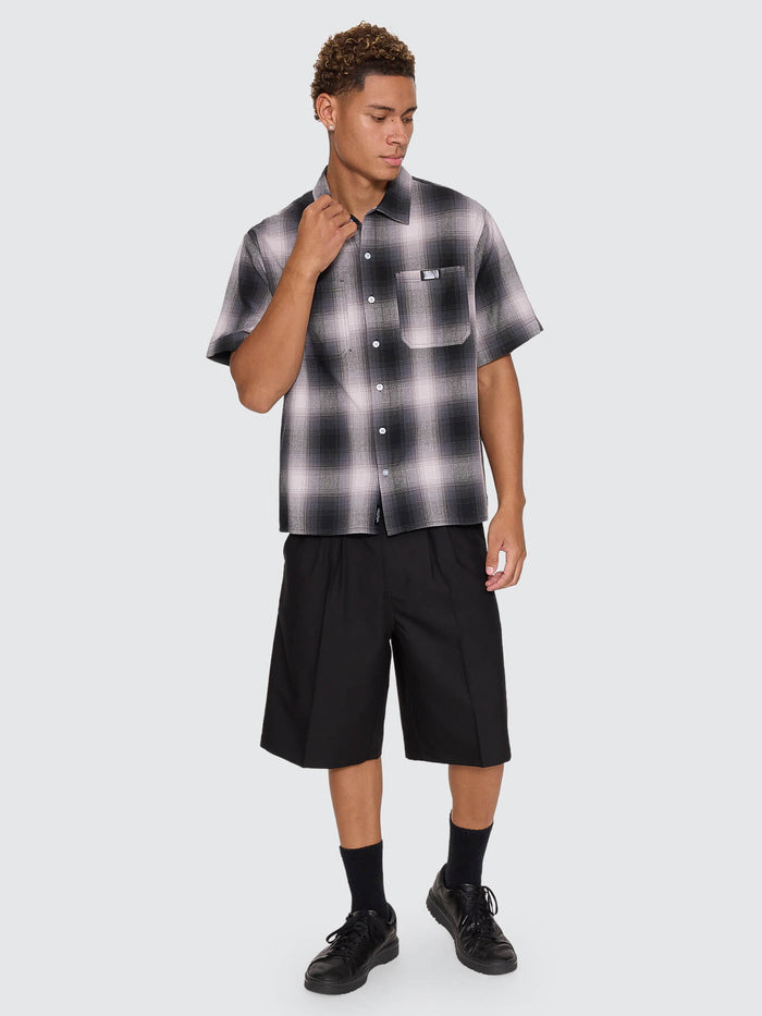 Chaotic Interventions Cropped Short Sleeve Shirt - Black XS