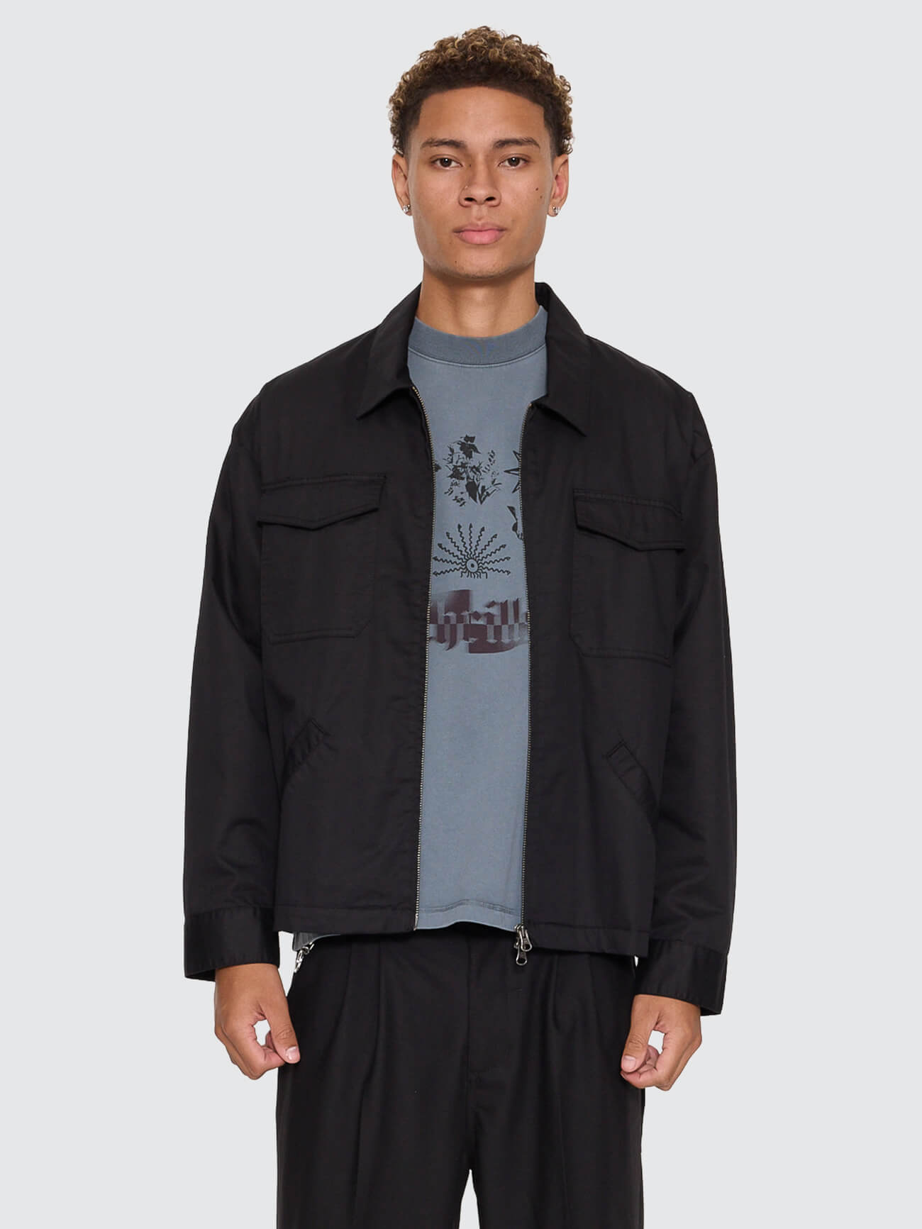 Chaotic Interventions Cropped Overshirt - Black XS