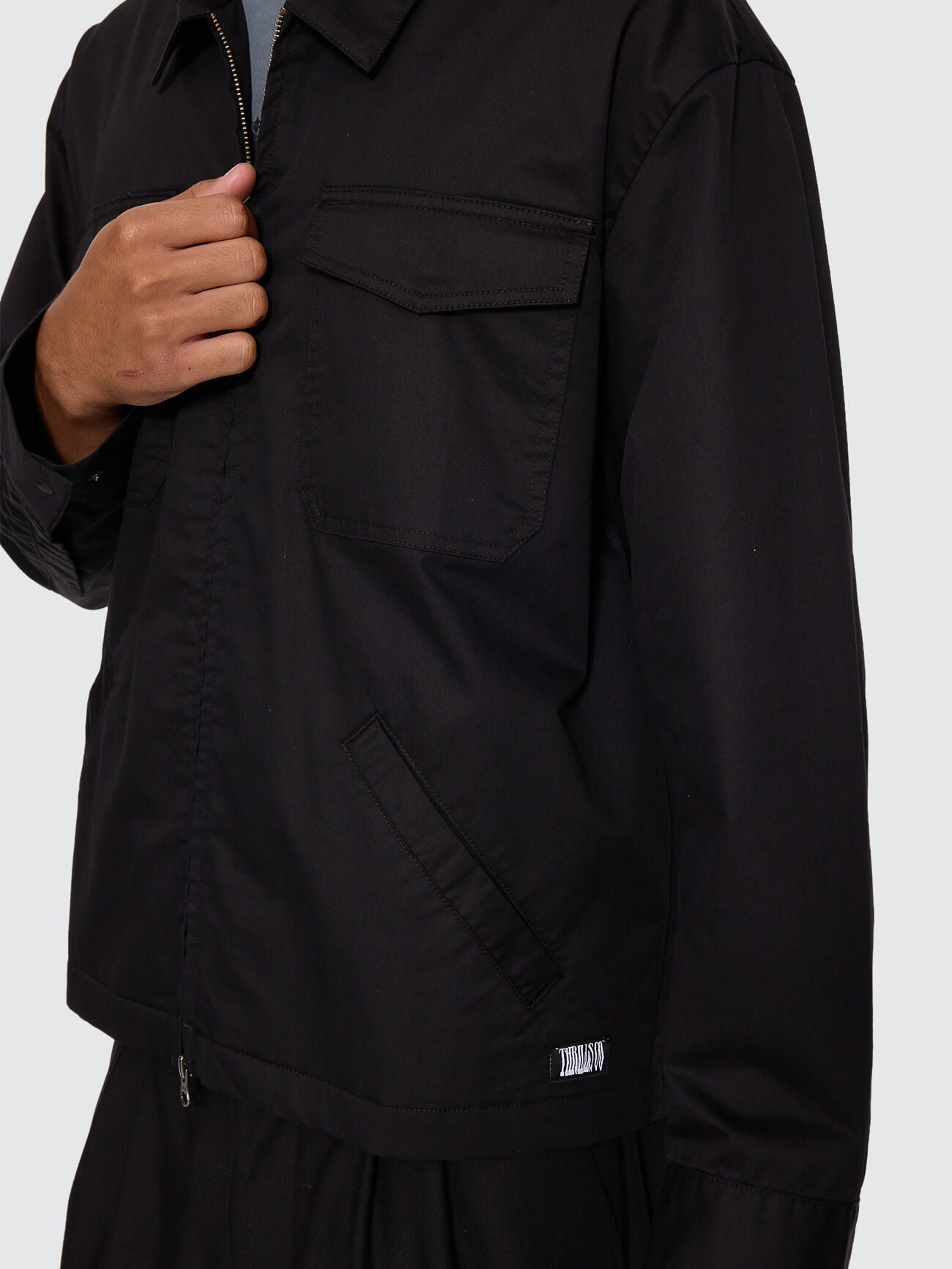 Chaotic Interventions Cropped Overshirt - Black XS