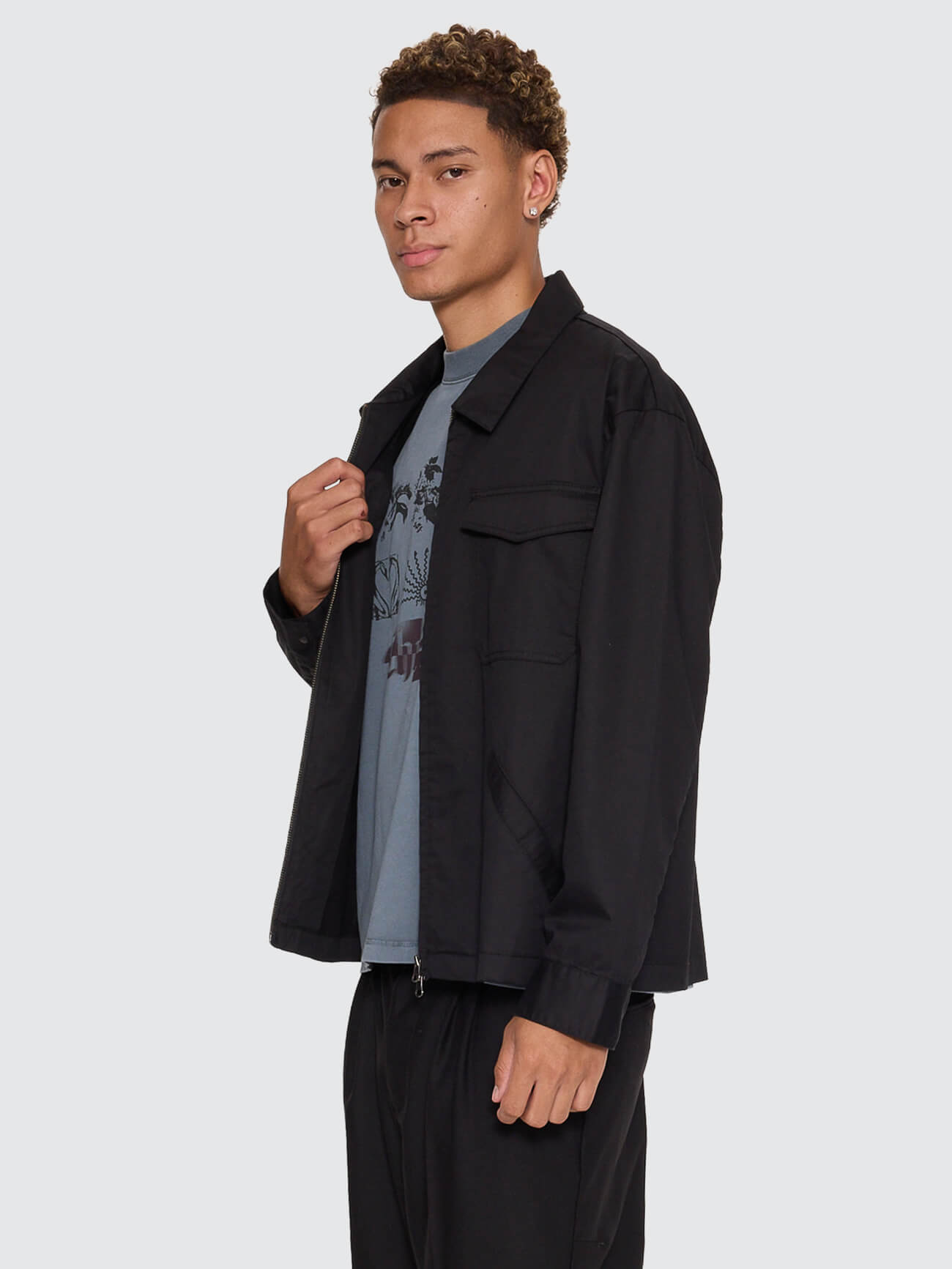 Chaotic Interventions Cropped Overshirt - Black XS