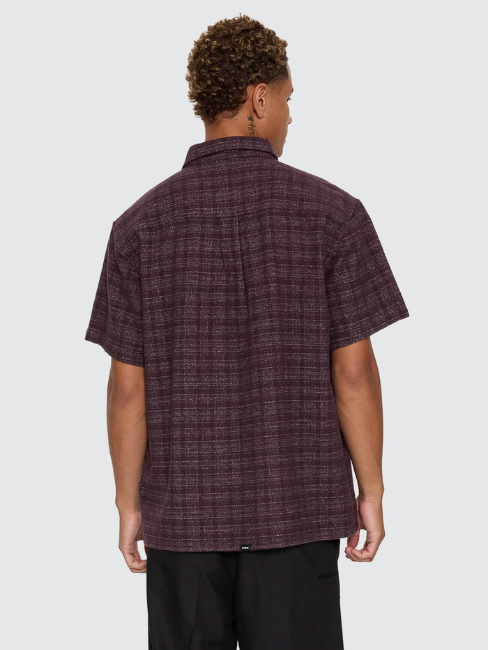 Patches Cropped Short Sleeve Shirt - Aubergine XS