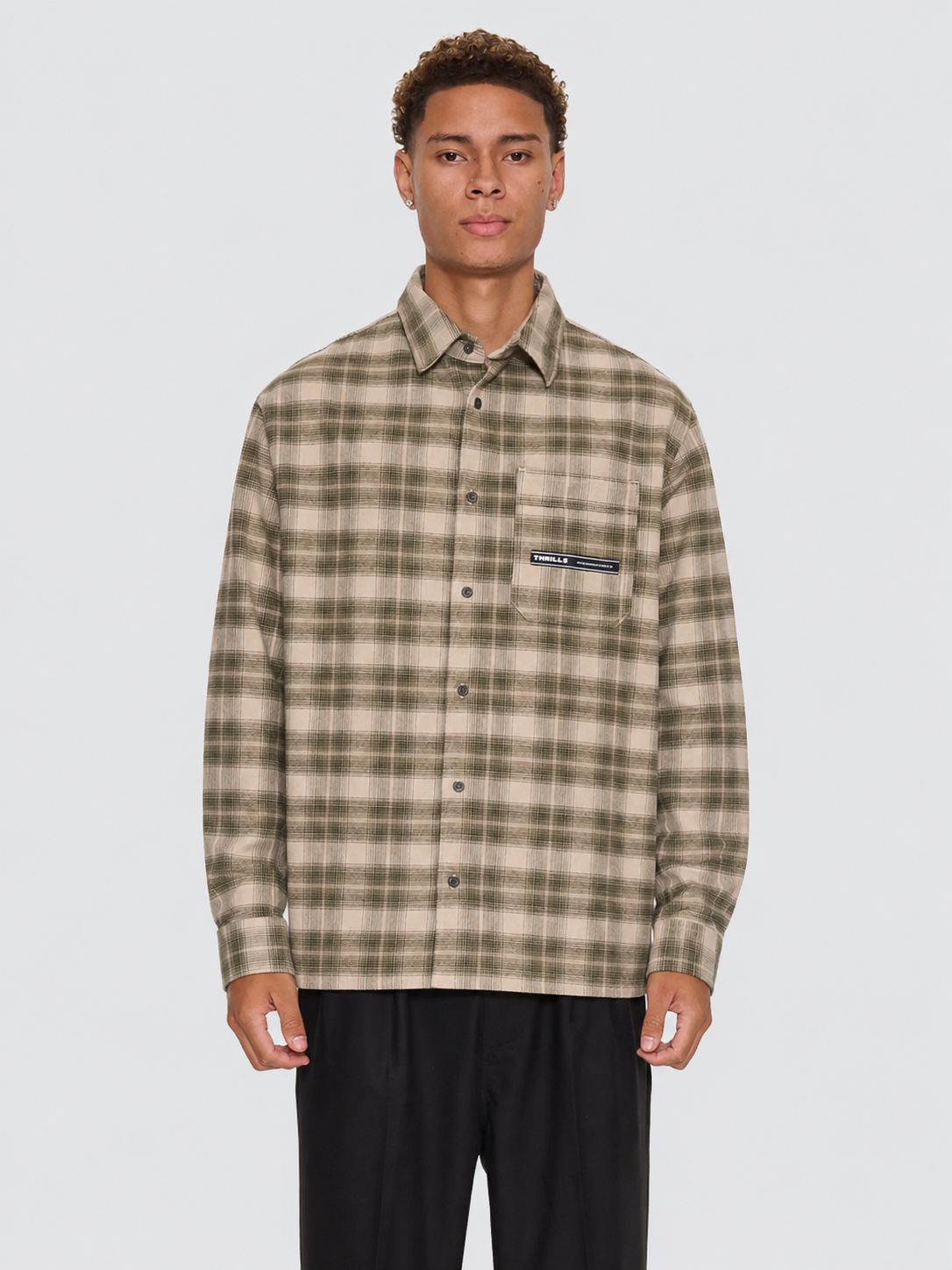 Paradise Built Barrio Long Sleeve Flannel Shirt - Military Green