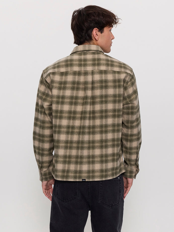 Paradise Built Barrio Long Sleeve Flannel Shirt - Military Green XS