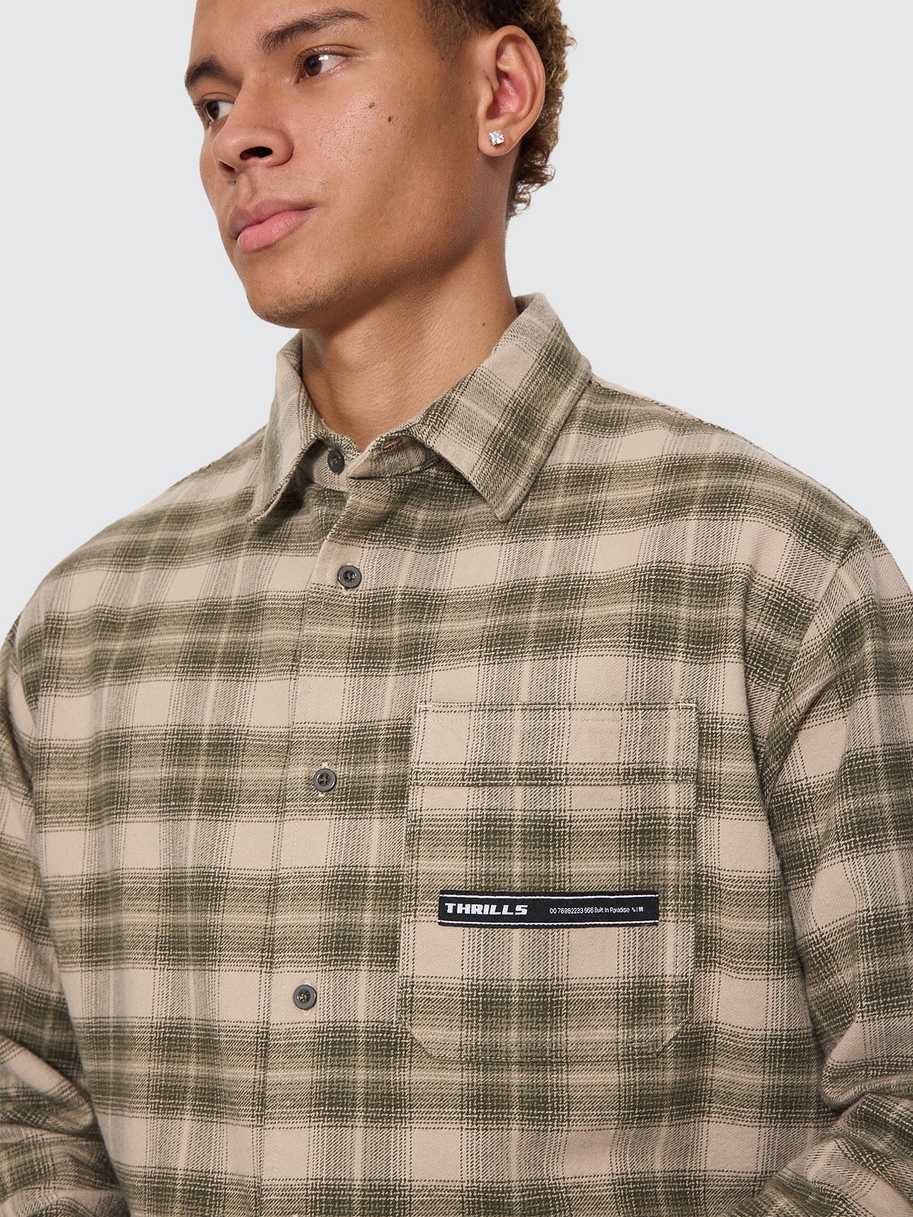 Paradise Built Barrio Long Sleeve Flannel Shirt - Military Green