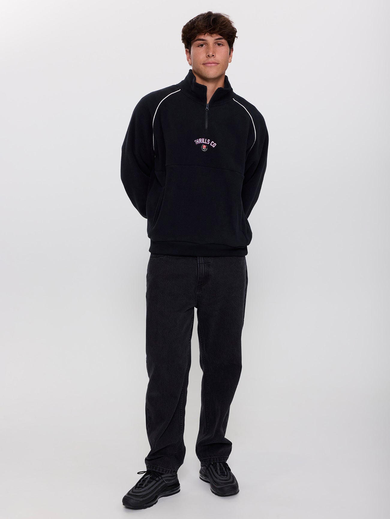 Tournament Of Roses Quarter Zip Polar Cropped Fleece - Washed Black XS