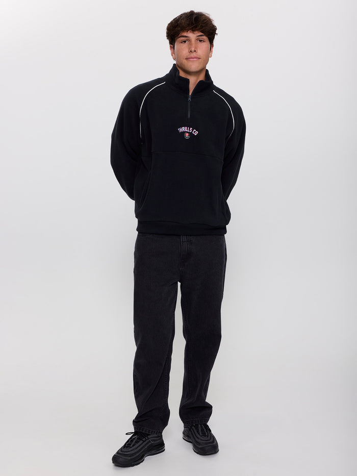 Tournament Of Roses Quarter Zip Polar Cropped Fleece - Washed Black XS