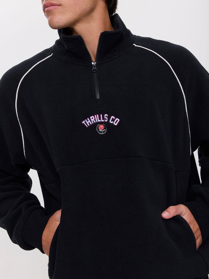 Tournament Of Roses Quarter Zip Polar Cropped Fleece - Washed Black XS