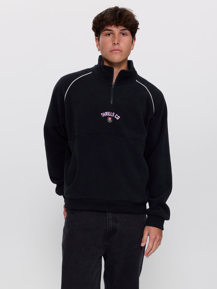 Tournament Of Roses Quarter Zip Polar Cropped Fleece - Washed Black XS
