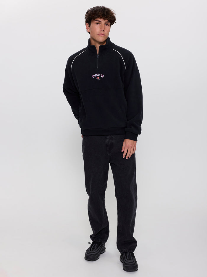 Tournament Of Roses Quarter Zip Polar Cropped Fleece - Washed Black XS