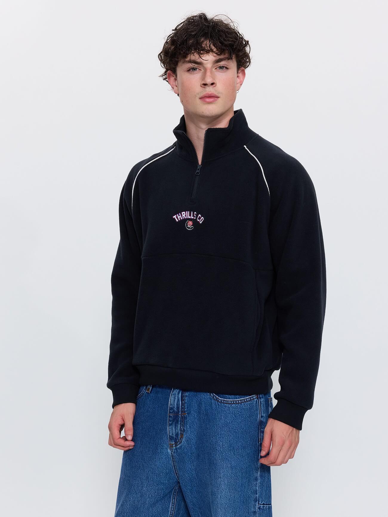 Tournament Of Roses Quarter Zip Polar Cropped Fleece - Washed Black XS