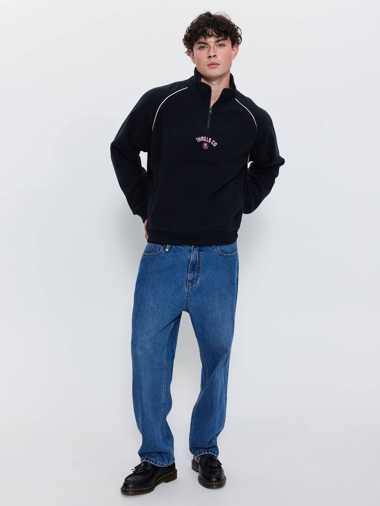 Tournament Of Roses Quarter Zip Polar Cropped Fleece - Washed Black XS