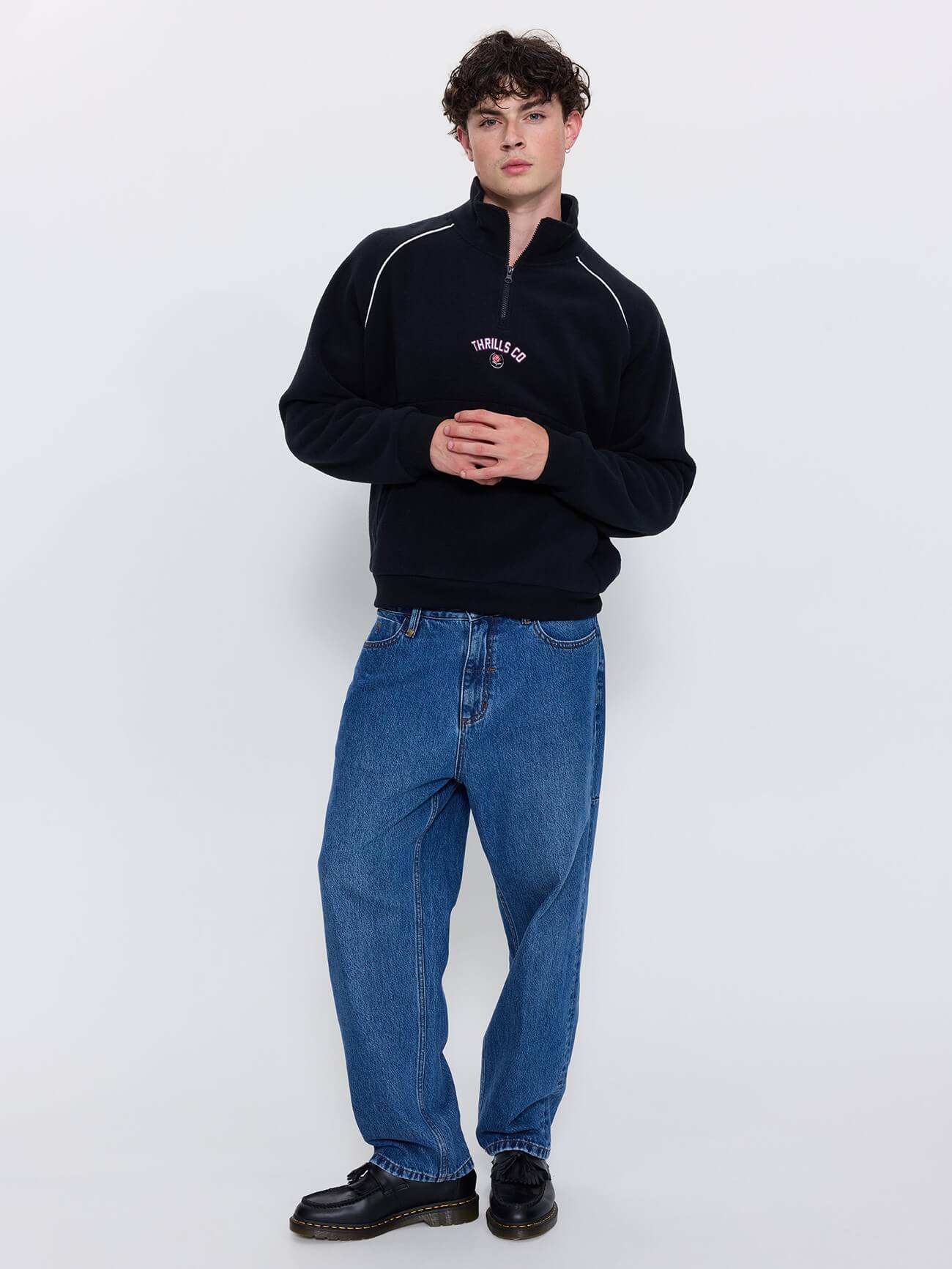 Tournament Of Roses Quarter Zip Polar Cropped Fleece - Washed Black XS