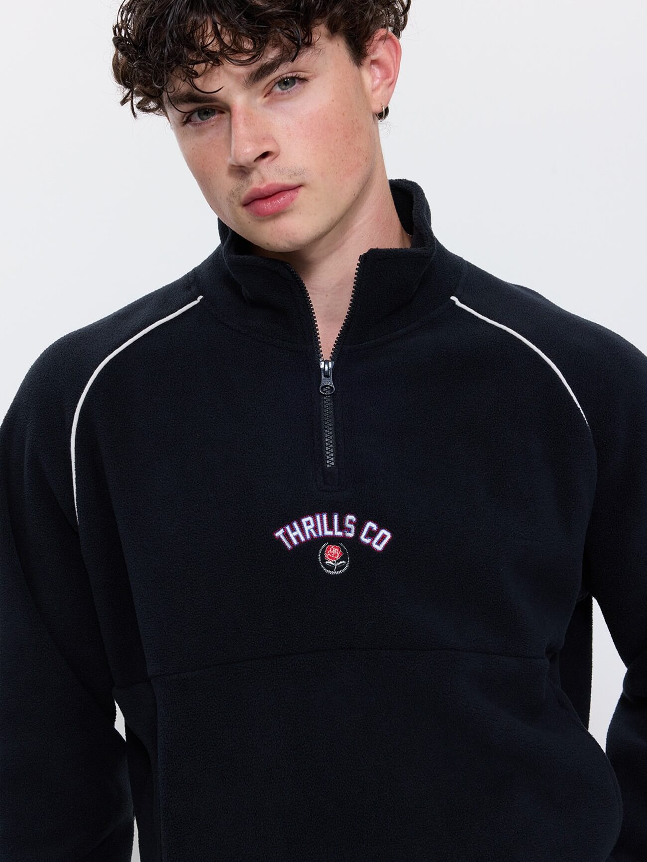 Tournament Of Roses Quarter Zip Polar Cropped Fleece - Washed Black XS