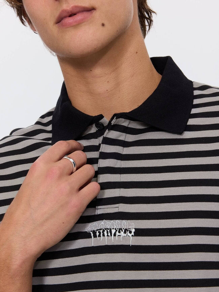Shattered Stripe Box Crop Polo - Grey Stripe XS
