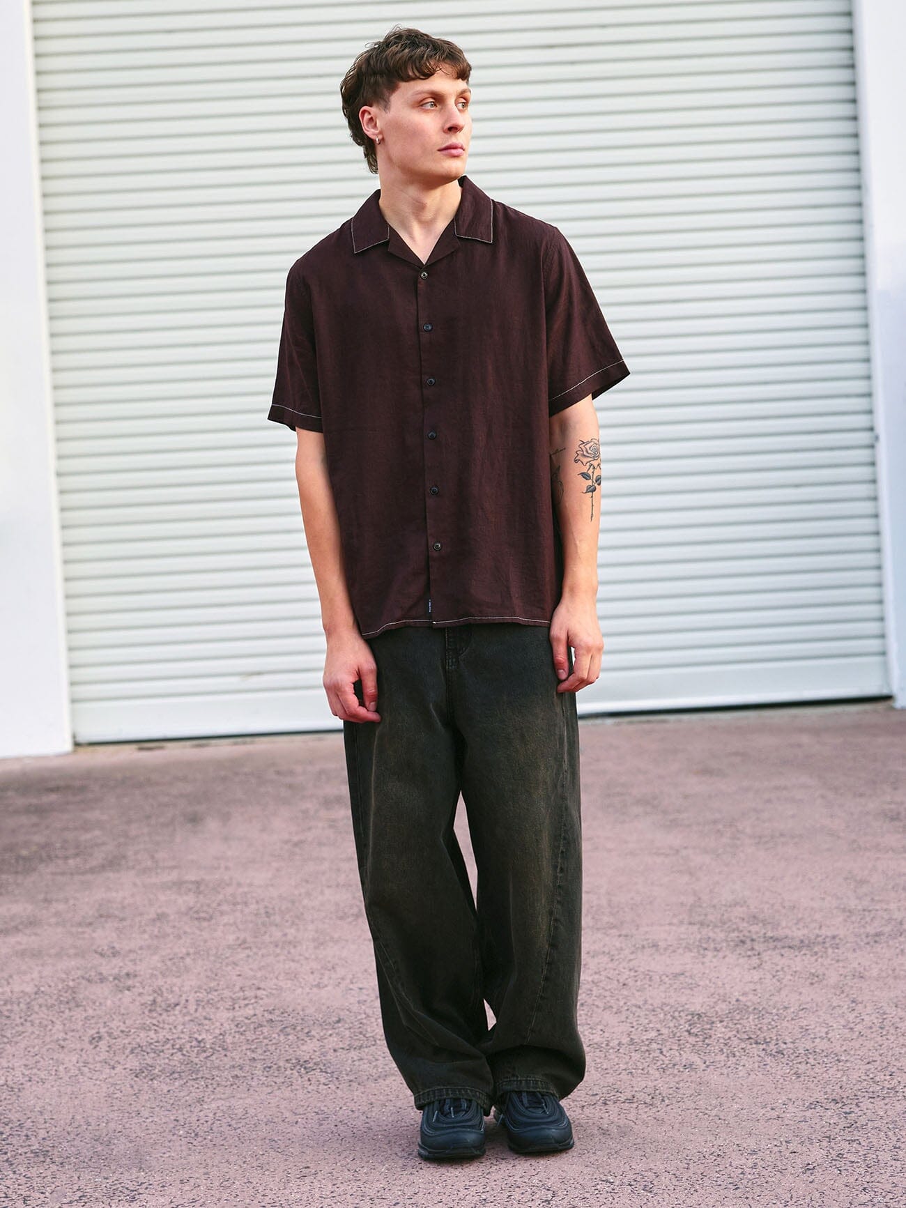 Barrel Leg Balloon Baggy Denim Jean - Dirty Olive Black