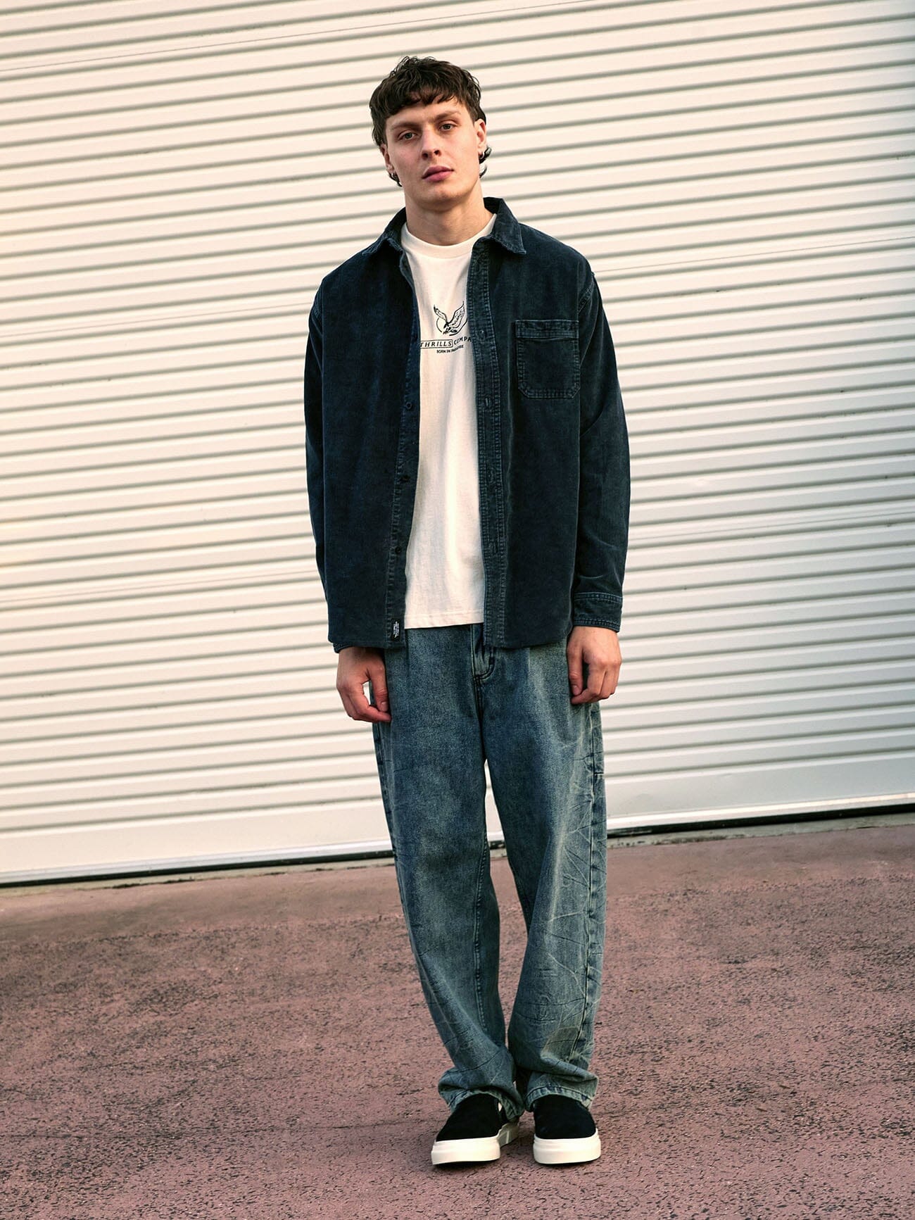 Vanished Big Slacker Baggy Pleat Denim Jean - Vanished Blue