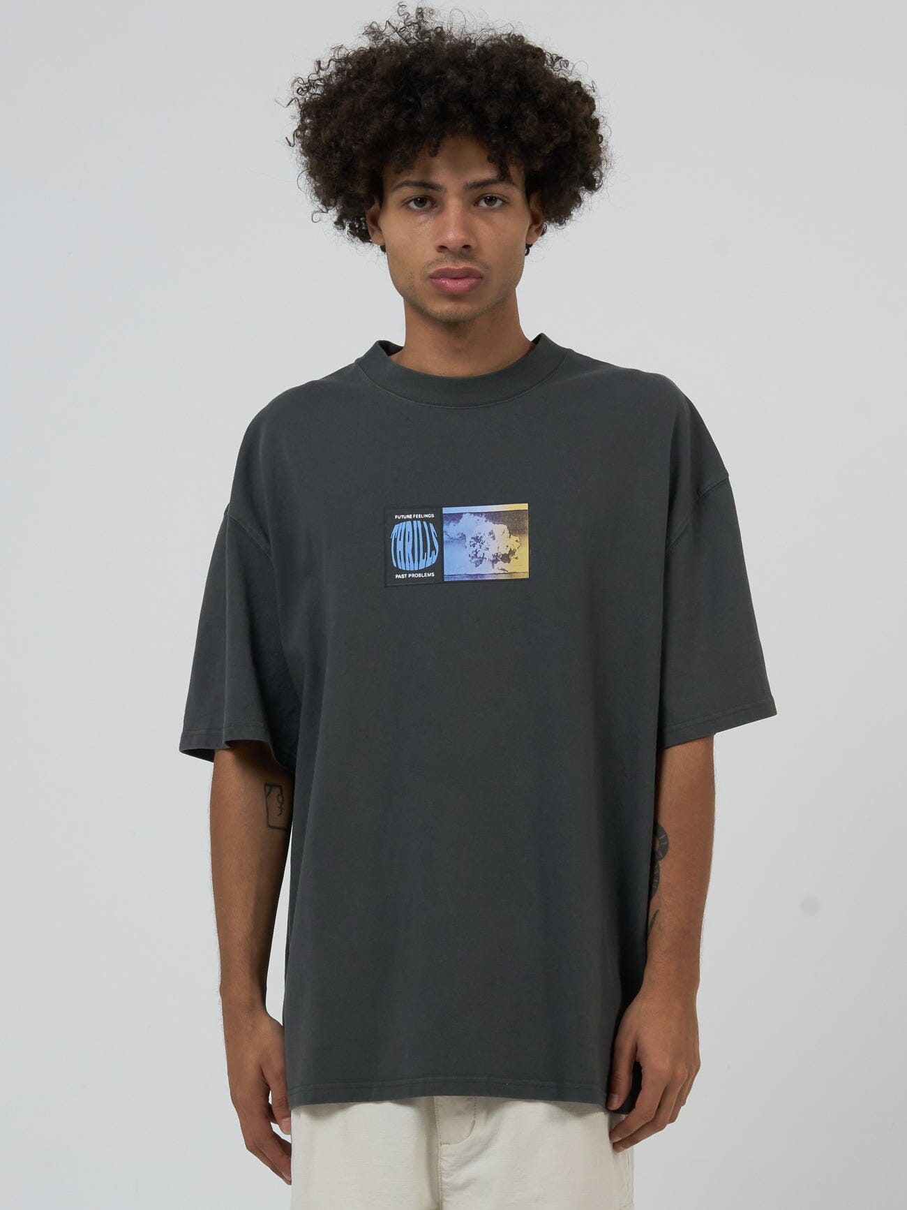 Actions Not Words Box Fit Oversize Tee - Merch Black