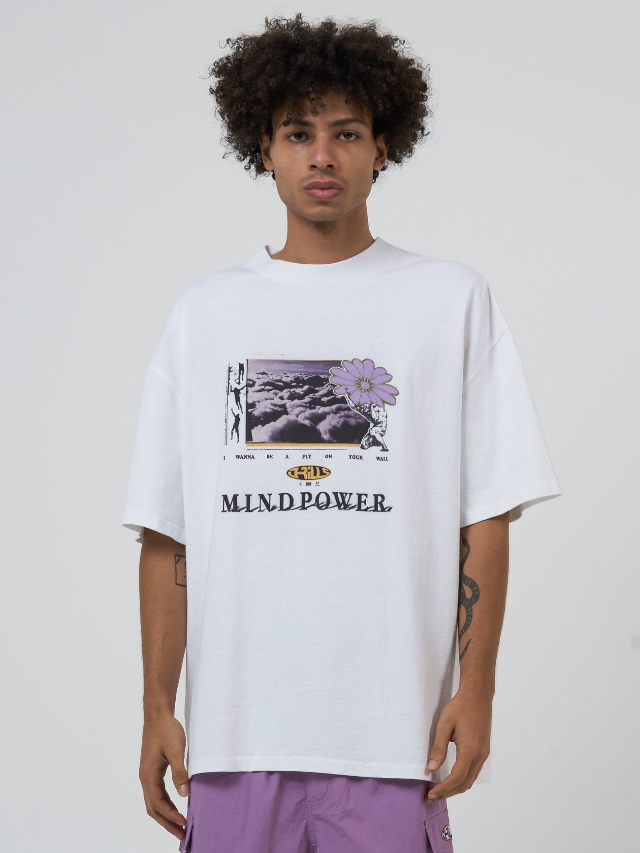 Mind Power Box Fit Oversize Tee - White
