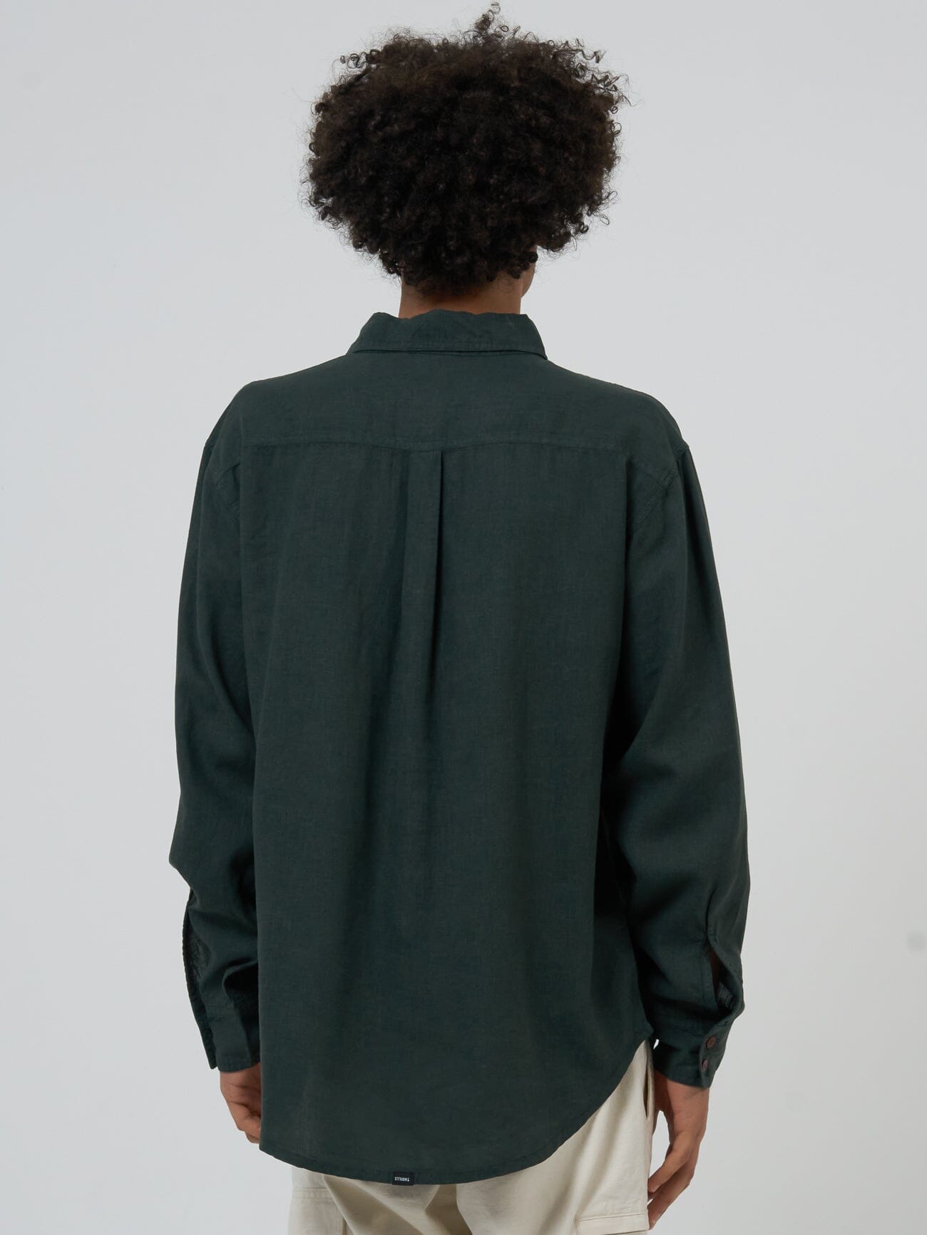 Hemp Minimal Thrills Oversize Long Sleeve Shirt - Deep Emerald