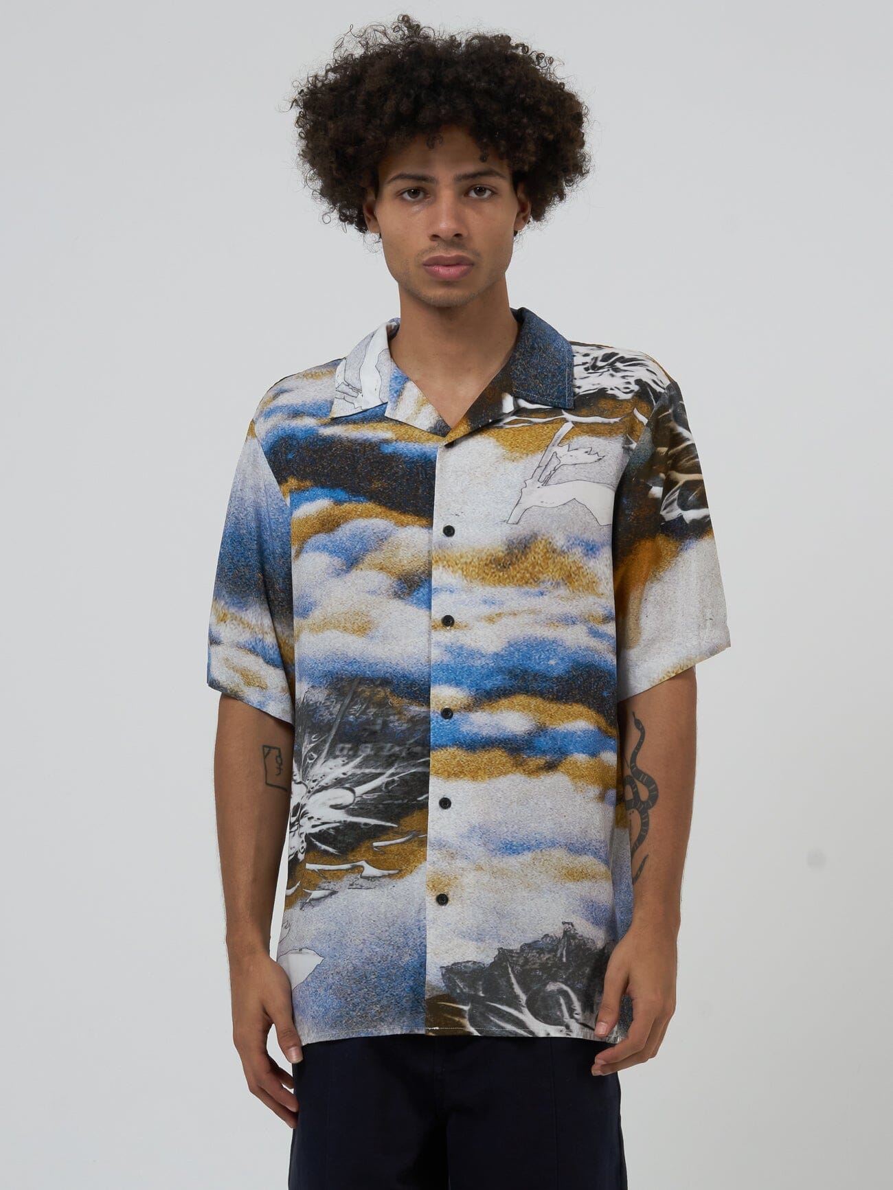 Actions Not Words Bowling Shirt - Cloudy Blue