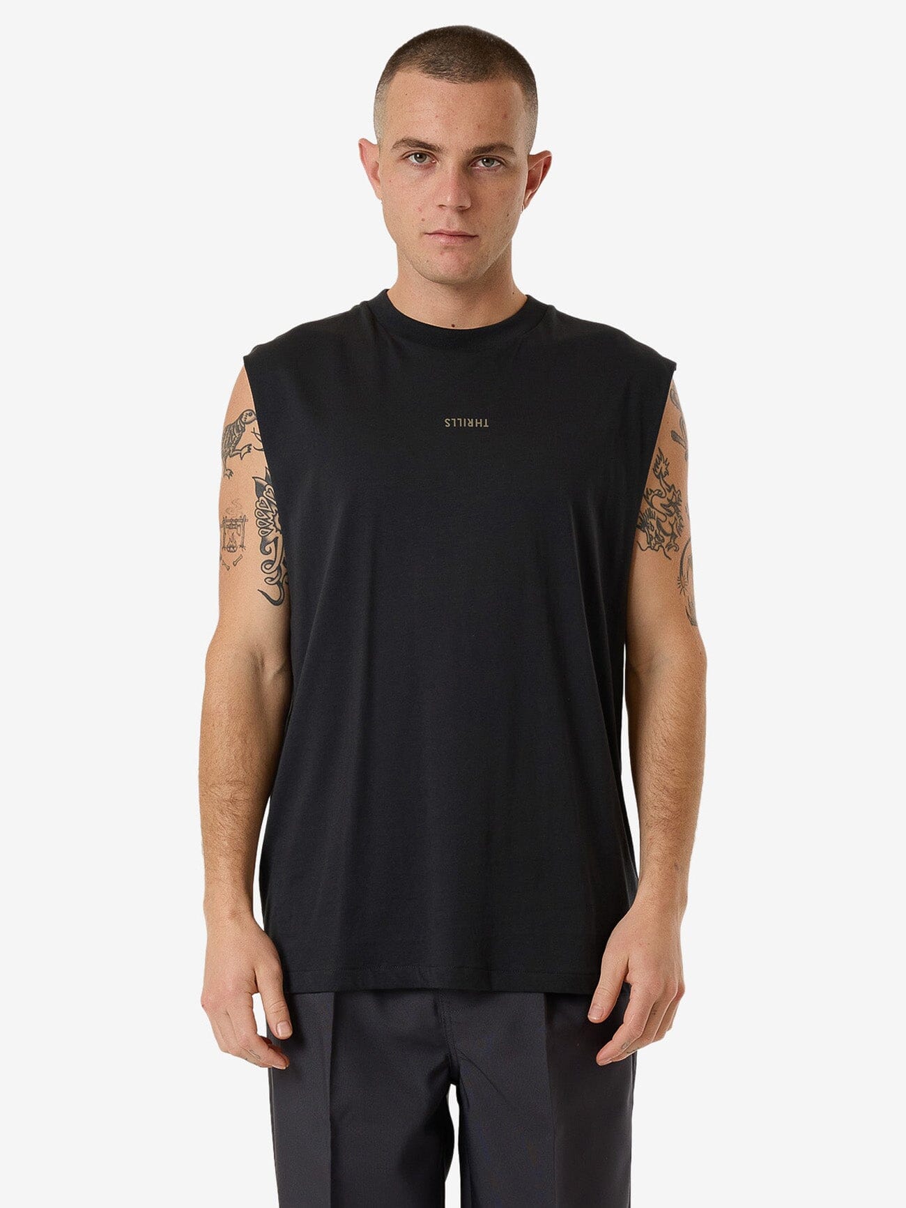 Minimal Thrills Merch Fit Muscle Tee - Faded Black XS