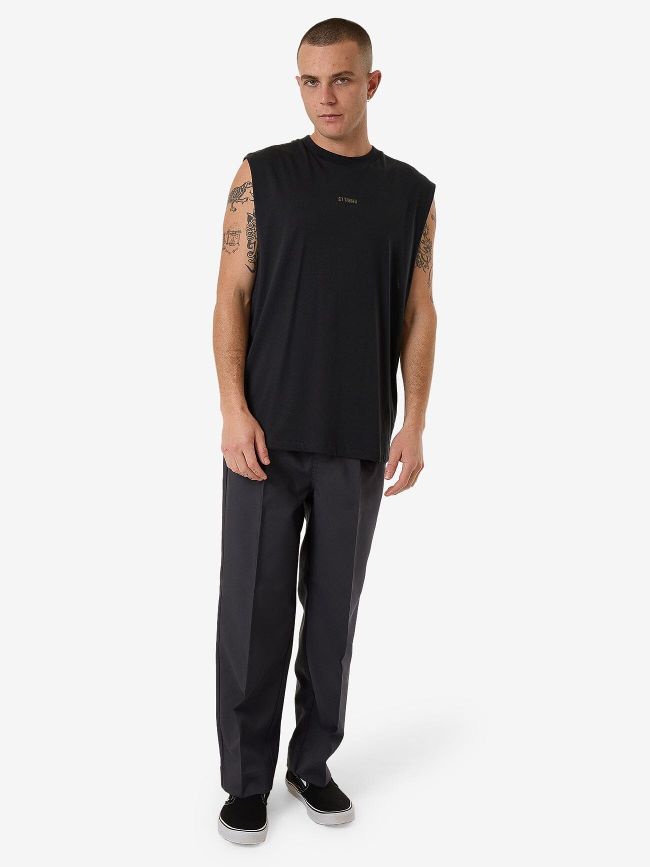 Minimal Thrills Merch Fit Muscle Tee - Faded Black XS