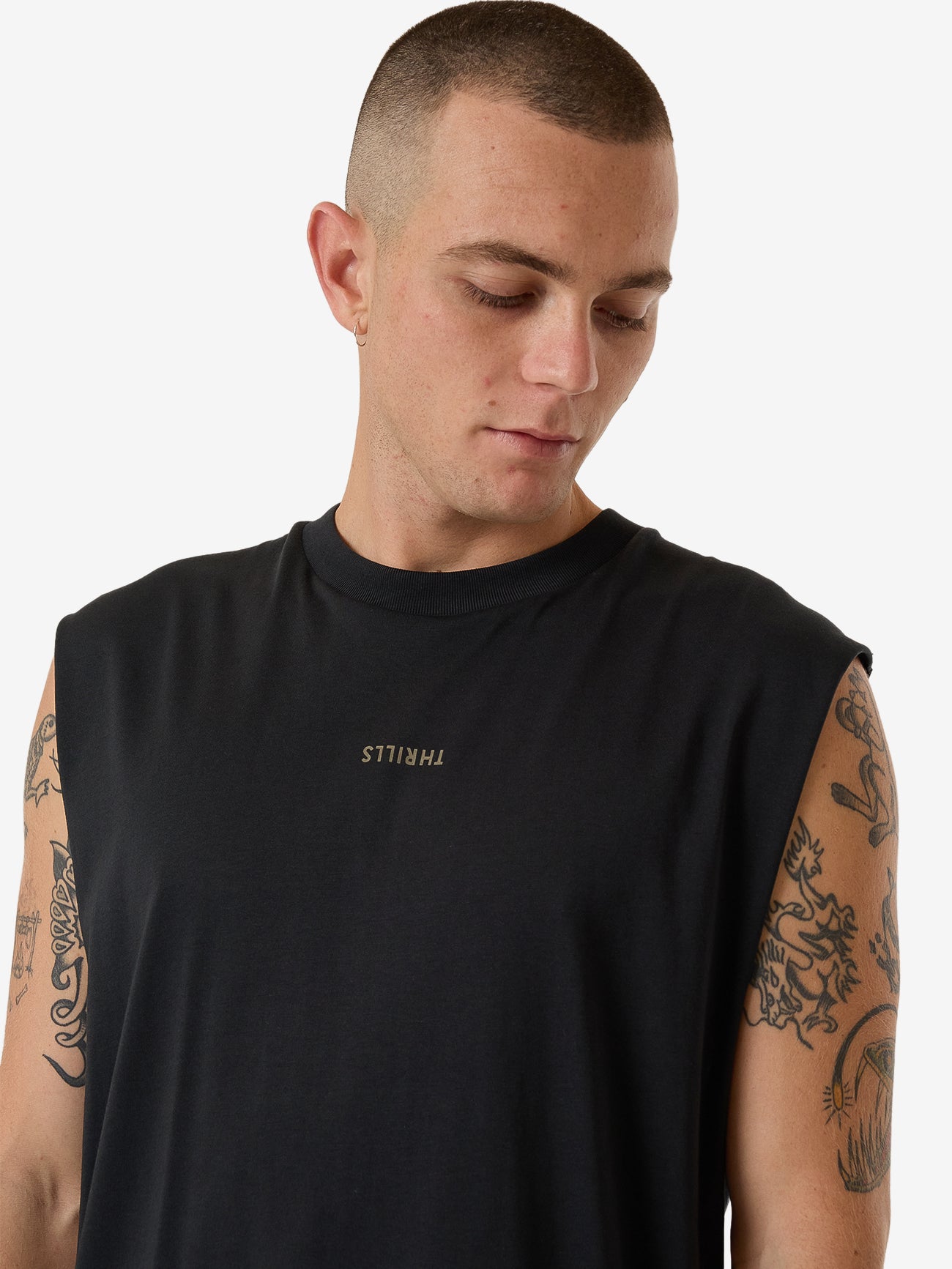 Minimal Thrills Merch Fit Muscle Tee - Faded Black XS