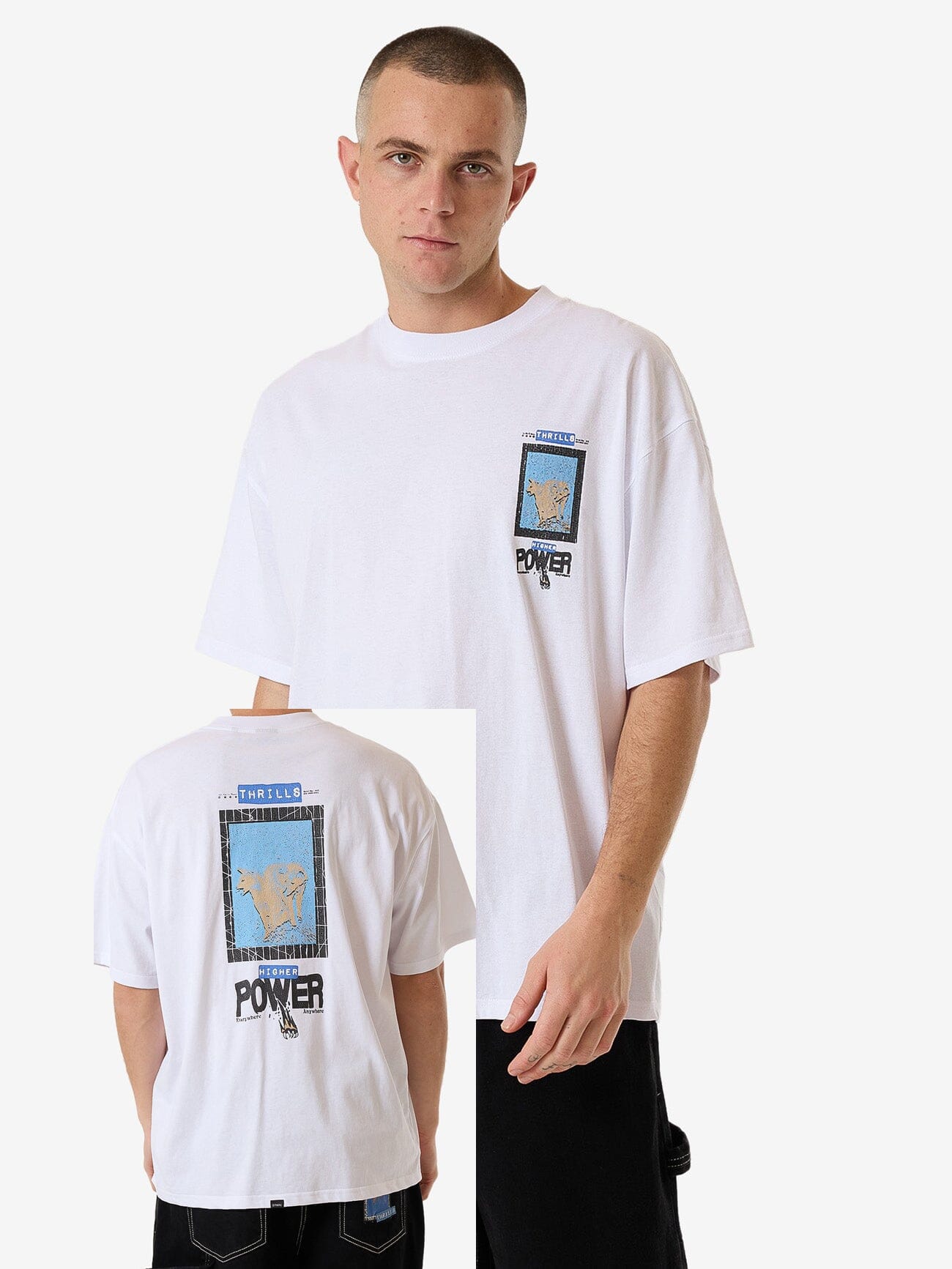 High Power Box Fit Oversize Tee - White XS