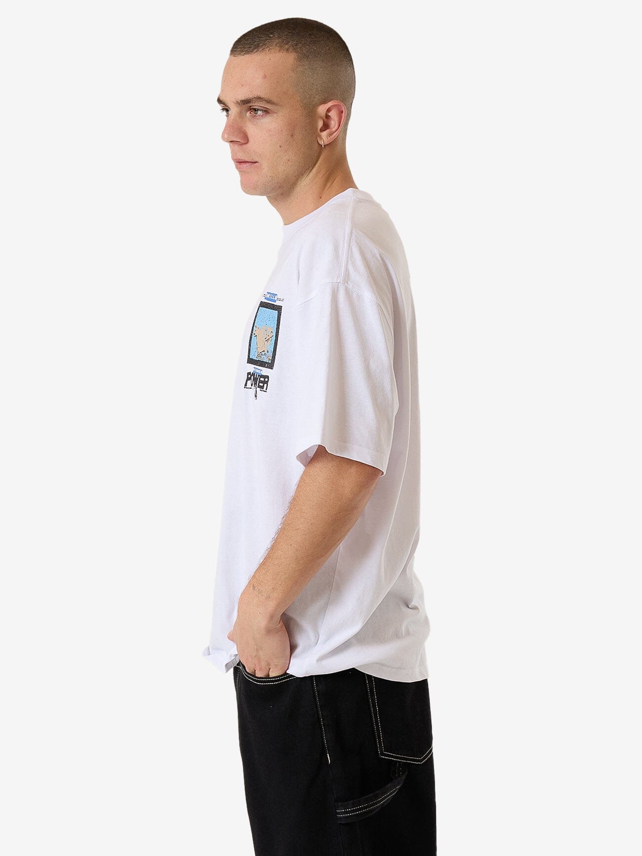 High Power Box Fit Oversize Tee - White XS