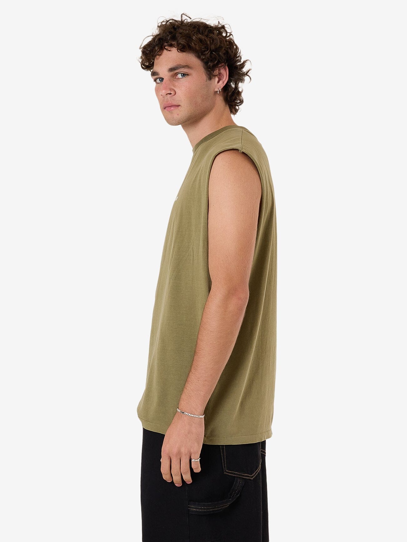 Emblem Merch Fit Muscle Tee - Olive